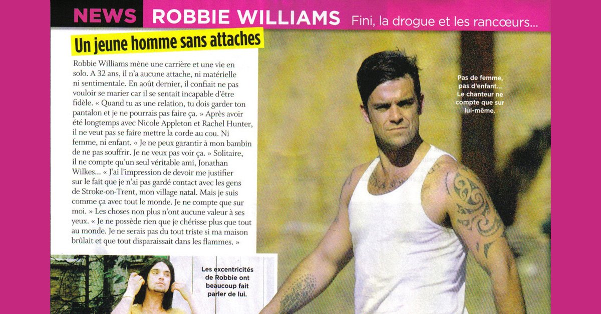Article : Robbie dans Closer