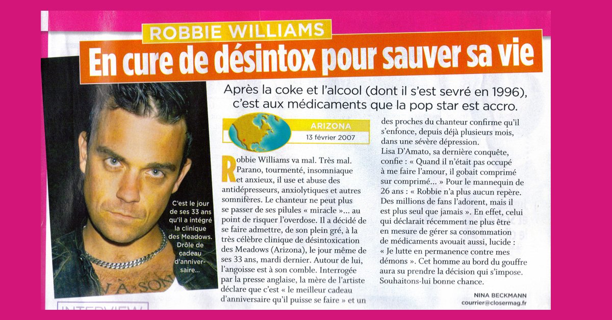 Article : la cure vue par Closer