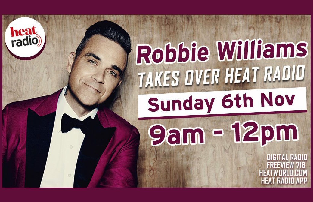 Robbie sera sur Heat Radio, Dimanche 6 Novembre