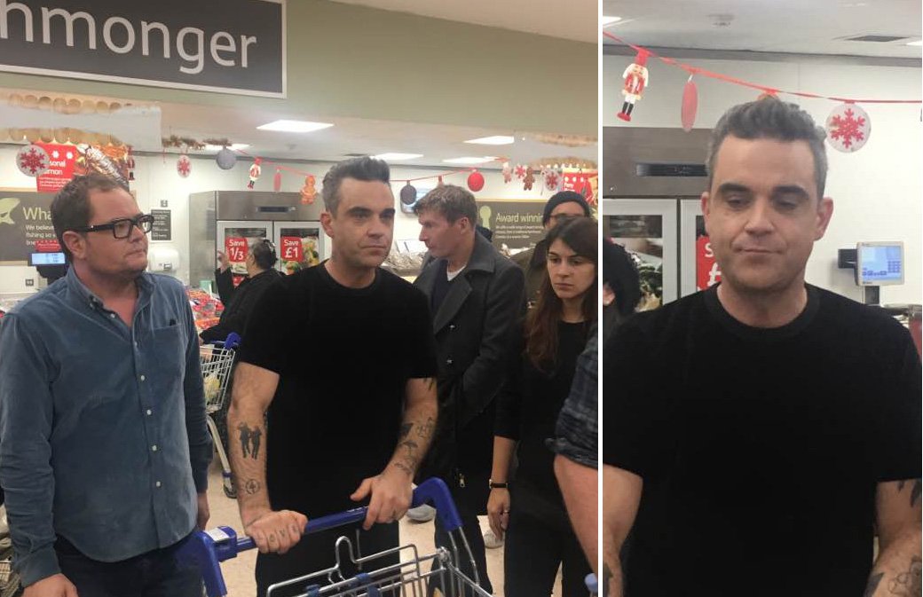 Surprise ! Robbie Williams au supermarché